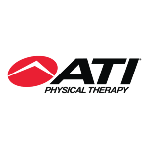 Red oval logo with black text “ATI Physical Therapy.”