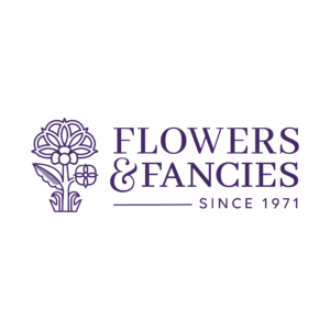 Purple floral logo with text “Flowers & Fancies – Since 1971.”