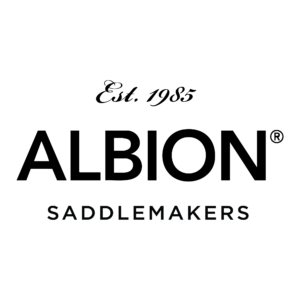 Black logo with “Albion” in bold sans-serif and “Saddlemakers” below in smaller type.