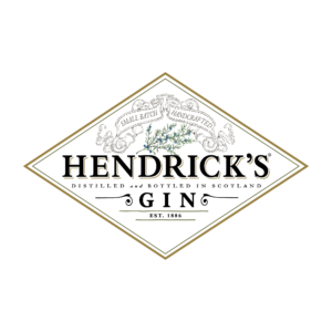 Diamond logo with “Hendrick’s” text and banner reading “Small Batch Handcrafted".