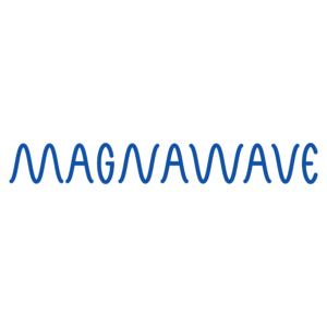 Blue wavy text logo spelling “MagnaWave.”