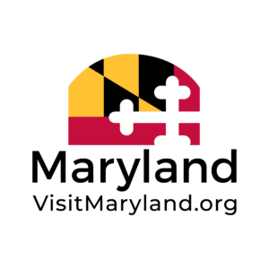 Logo with Maryland flag pattern and text “Maryland VisitMaryland.org.”