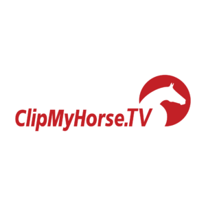 Red horse head silhouette with text “ClipMyHorse.TV.”