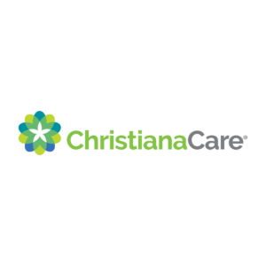 Green and blue flower icon with gray and green text “ChristianaCare.”